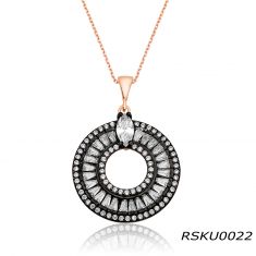 White Zircon Handcrafted Hole Round Necklace 925 Sterling Silver