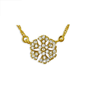 Solid 925 Sterling Silver White Cubic Zircon Snowflake Necklace