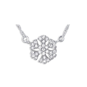 Solid 925 Sterling Silver White Cubic Zircon Snowflake Necklace