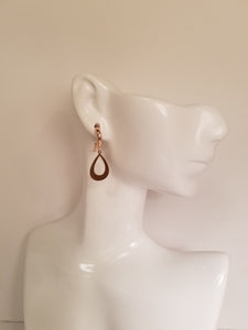 Solid 925 Sterling Silver Rose Gold Plated Drop Earrings Hoop