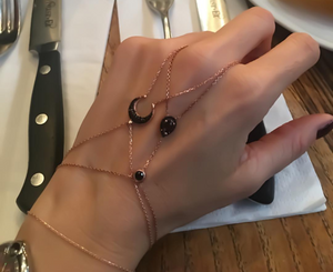 Moon Adjustable Hand Chain Slave Bracelet 925 Sterling Silver
