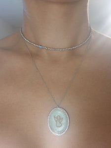 White Mine Handcrafted Angel Oval Adjustable Necklace | 925 Sterling Silver