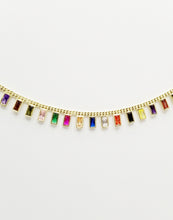 Multicolor Drop Dangle Baguette Necklace Choker| 925 Sterling Silver