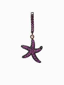 Solid 925 Sterling Silver Pink Zircon Starfish Earring Hoop