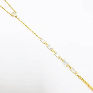 Clear Zircon Six Baguette Bar Minimal Style Hand Chain Adjustable| 925 Sterling Silver