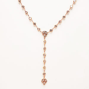 Y Lariat Clear Zircon Waterway Tulip Handcrafted Necklace | 925 Sterling Silver