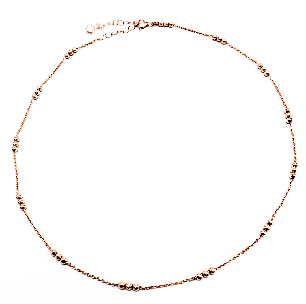 Three Round Together Choker Necklace Solid 925 Sterling Silver Rose Gold,White Gold,14K Gold,Black Rhodium Option/s Available