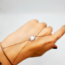 Baguette Bar Style Cuff Clear Zircon  Hand Chain Adjustable| 925 Sterling Silver