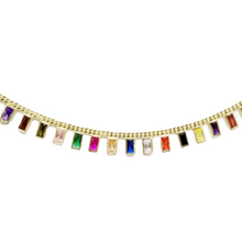 Multicolor Drop Dangle Baguette Necklace Choker| 925 Sterling Silver