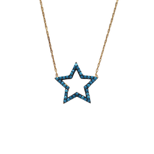 925 Sterling Silver Blue Zirconia Star Necklace