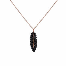 Clear or Black Zircon Feather Necklace 925 Sterling Silver 2.8cm pendant size