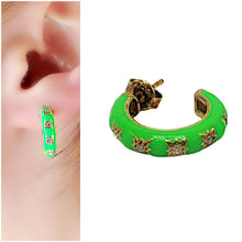 Neon Colorful with Clear Zircon Star Earring Hoop Stud| 925 Sterling Silver