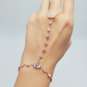 Pink Zircon  Waterway Tulips Slave Bracelet Adjustable Hand Chain 925 Sterling Silver(other colors available)