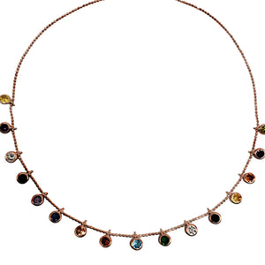 Drop Dangle Colorful Rainbow Zircon Handcrafted Adjustable Necklace Solid 925 Sterling Silver Rose Gold,White Gold,14K Gold Option/s Available