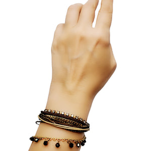 Clear and Brown Stone Multiple Strap Sparkle Fashion 16cm + extension Bracelet