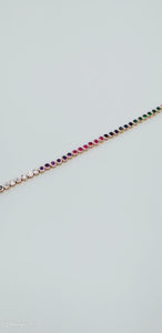 Tennis Colorful Rainbow  Waterway Zircon Bracelet  925 Sterling