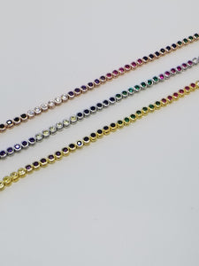 Tennis Colorful Rainbow  Waterway Zircon Bracelet  925 Sterling