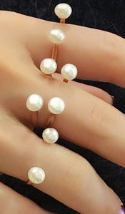 Genuine Four Pearls Adjustable Rose Gold Plated very Unique 925 Sterling Silver Ring