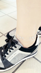 Clear Zircon Multi Starand Chain Dangle Body Chain Adjustable Anklet| 925 Sterling Silver