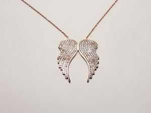 Cubic Zircon Angel Wings Necklace 925 Sterling Silver