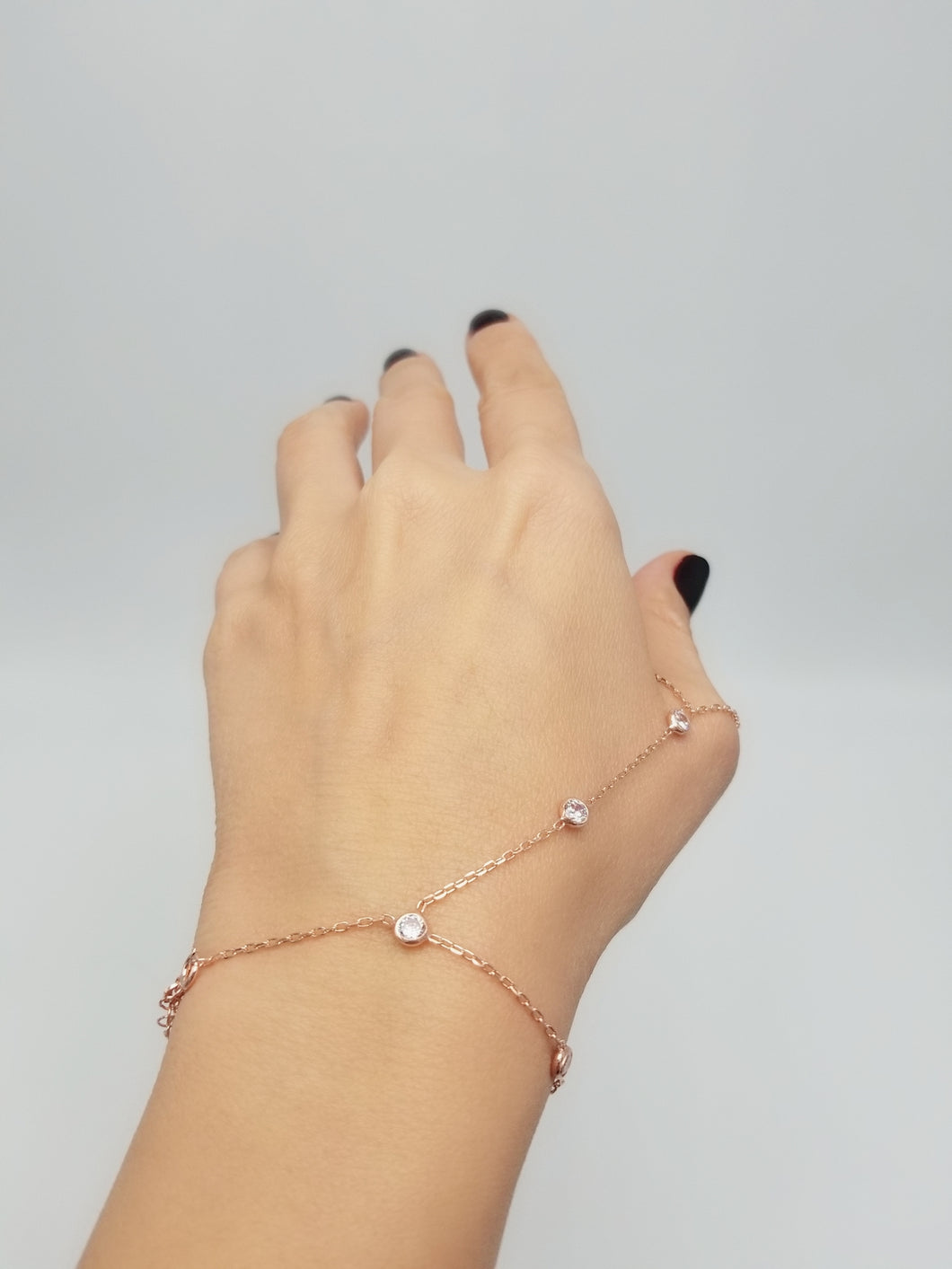 Clear Zircon Waterway Thumb Slave Bracelet Adjustable Hand Chain| 925 Sterling Silver