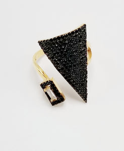 Black,White Triangle Ring Adjustable| 925 Sterling Silver