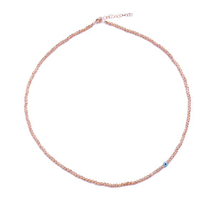 Italian Beaded with evil eye 16.34in/ (41.5cm) +5cm extension Necklace or Choker 925 Sterling Silver