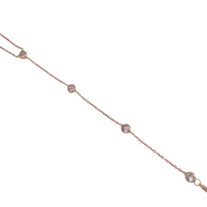 Clear Zirconia Four Stones Minimal Adjustable Foot Chain, Barefoot,Anklet Handcrafted 925 Sterling Silver Rose Gold, White Gold,14K Gold Option/s Available