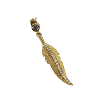 Black Or white Zircon Handcrafted Feather Earring Dangle Stud| 925 Sterling Silver