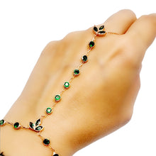 Emerald Green, Clear Waterway with Tulips Slave Bracelet Adjustable Hand Chain 925 Sterling Silver(have a look at other listings for more color options)