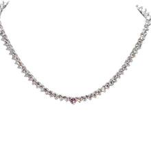 Heart Waterway Clear and Pink  Cubic Zirconia Super Sparkle Necklace 925 Sterling Silver 0.7 cm- Pink zirconia 1 cm Thickness
