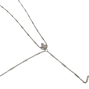 Minimal Bar Chain Clear Zirconia Tulip Adjustable Body Chain Belly Chain Handcrafted 925 Sterling Silver