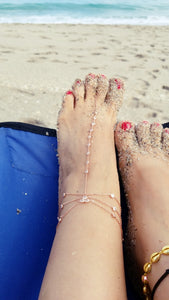 Clear Zircon Foot Chain Anklet,Barefoot Sandal 925 Sterling Silver