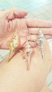 Real Seashell  Covered with Gold 925 Sterling Silver Necklace with Thin Chain