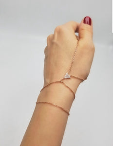White Zircon Triangle Bracelet Adjustable Hand Chain| 925 Sterling Silver