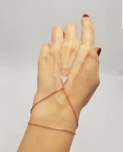 White Zircon Triangle Bracelet Adjustable Hand Chain| 925 Sterling Silver