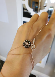 Clear Zircon Eye Round Slave Bracelet Adjustable Hand Chain| 925 Sterling Silver