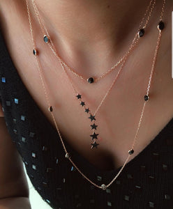 Clear or Black Zirconia Seven Star Lariat Necklace  925 Sterling Silver