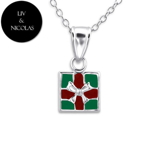 Solid 925 Sterling Silver Colorful Gift Christmas Necklace