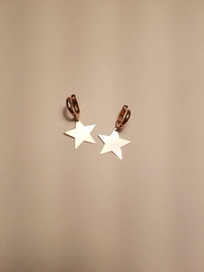Solid 925 Sterling Silver Star Earrings Hoop