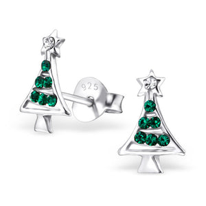 Solid 925 Sterling Silver Crystal Christmas Tree