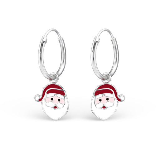 Solid 925 Sterling Silver Santa Claus Earrings