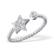 Star and Round Adjustable Ring| 925 Sterling Silver