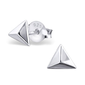 925 Sterling Silver 14K Plain Pyramid Earrings