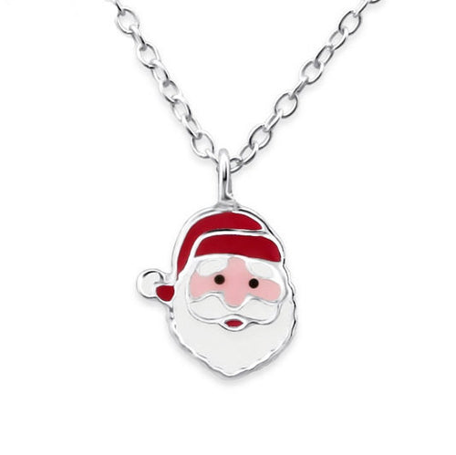 Solid 925 Sterling Silver Santa Claus Necklace