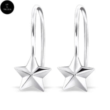 Solid 925 Sterling Silver Plain Star Earrings