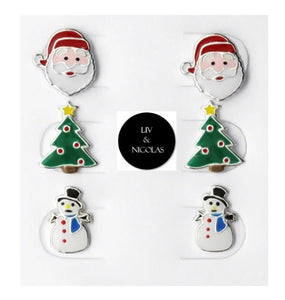 Solid 925 Sterling Silver Colorful Christmas Set