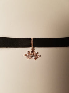 Gold Choker Leather,White,Ziconia,Crown,Starfish, Star Chokers  925 Sterling