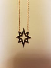 Solid 925 Sterling Silver White Zirconia Eight Corner Star Necklace