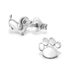 925 Sterling Silver Dog Paw Print Earrings